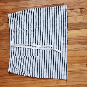 Loft Outlet Cotton Black & White Striped Drawstring Mini Skirt, XL